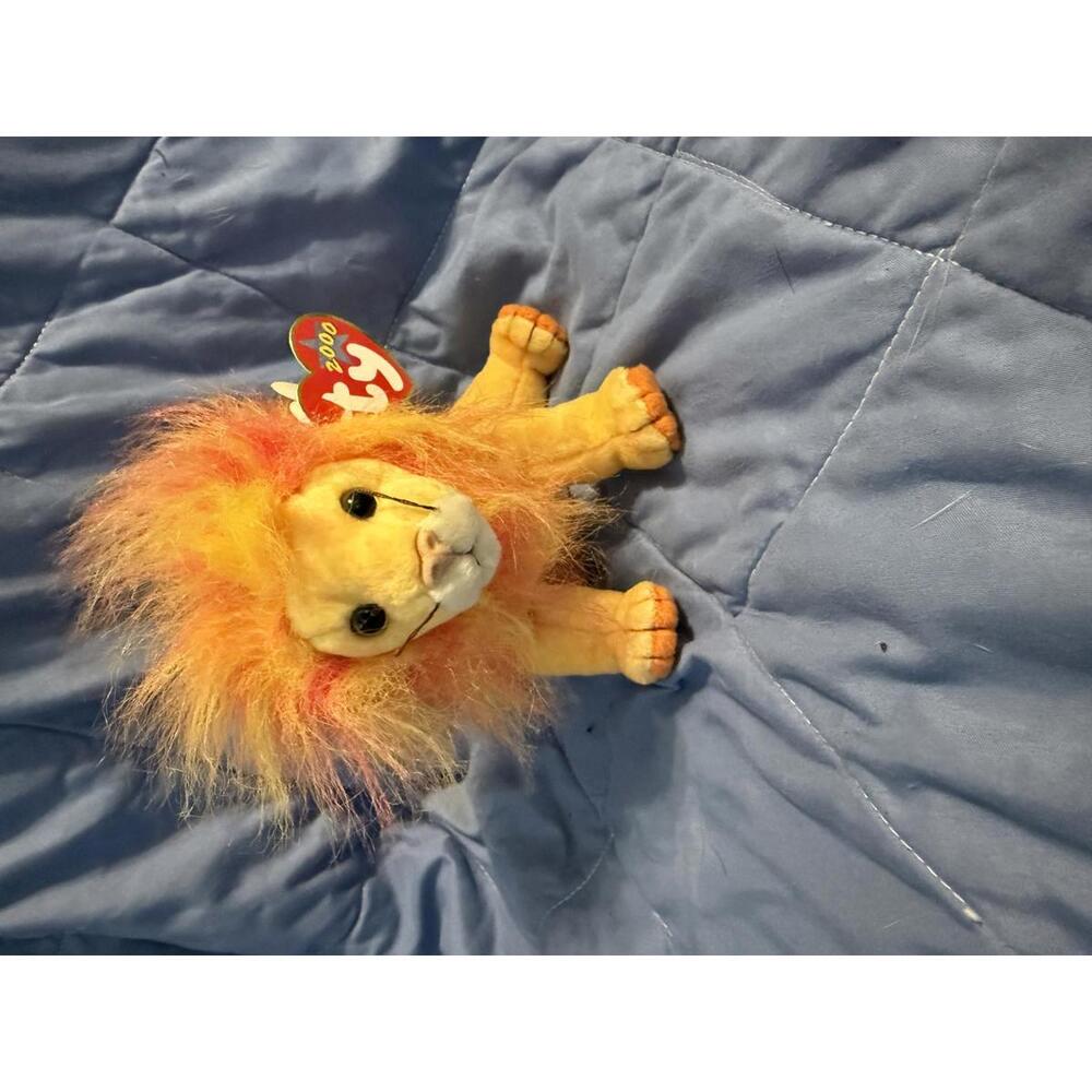 Ty Beanie Baby Babies "Bushy" Lion Stuffed 7" Plush, Original Tag, 2000